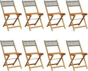 vidaXL Πτυσσόμενες καρέκλες 8 τεμ. Γκρι πολυεστέρα και μασίφ ξύλο