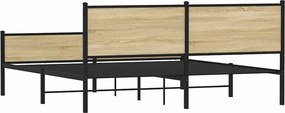 vidaXL Σκελετός Κρεβ. Χωρίς Στρώμα Sonoma Δρυς 180x200 εκ. Μεταλλικό