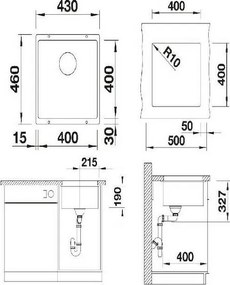Blanco Subline 400-u - Υποκαθήμενος Νεροχύτης Κουζίνας Γρανίτη 43x46 - White