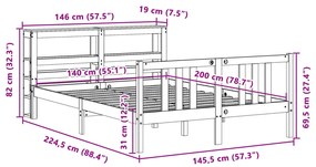 ΠΛΑΙΣΙΟ ΚΡΕΒΑΤΙΟΥ ΜΕ ΚΕΦΑΛΑΡΙ ΛΕΥΚΟ 140X200 ΕΚ. ΑΠΟ ΜΑΣΙΦ ΠΕΥΚΟ 3305970