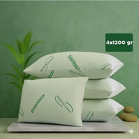 Stewehome Σετ 4 Μαξιλάρια Bamboo Visco Διπλής Όψης Αεριζόμενα Πράσινα 50x70 cm