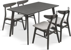 Tραπεζαρία Benson - Orlean pakoworld σετ 5τμχ rustic grey-ύφασμα γκρι 120x75x75εκ