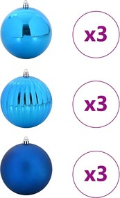 vidaXL Σετ Μπάλλες Χριστουγέννων XL 9 pcs Μπλε Πλαστικό