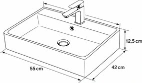 Tema Strata 56 White 55x42 - Επιτραπέζιος &amp; Επιτοίχιος Νιπτήρας