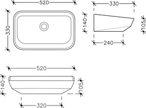 Poros Black Matt 52x33 - Επιτραπέζιος νιπτήρας