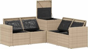 vidaXL Σετ Καναπέ 5 τμχ. Μπεζ και Κρέμ 182,5 x 182,5 x 85 cm