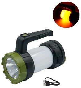 LED Επαναφορτιζόμενος Ηλιακός Φακός Ψυχρό Λευκό - Πορτοκαλί με 5 Λειτουργίες Φωτισμού BL-T8558 Μαύρος