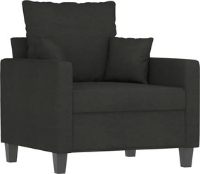 vidaXL Πολυθρόνες Σετ 3 Τεμ. Μαύρες από Ύφασμα Μικροϊνών με Μαξιλάρια