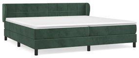 Κρεβάτι Boxspring με Στρώμα Σκούρο Πράσινο 200x200εκ. Βελούδινο - Πράσινο