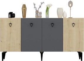 Stewehome Μπουφές Σαφίρ Δρυς Ανθρακί 150x40x79 cm
