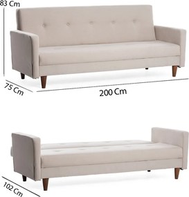 3-Seat Sofa-Bed Hiko - Cream Cream