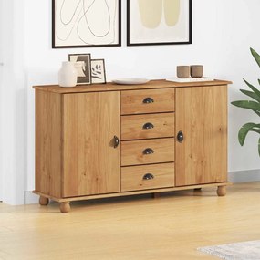 vidaXL Πλαϊνό γραφείο Καφέ 133.5 x 40 x 79 εκ. Μασίφ ξύλο πεύκου