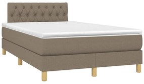 vidaXL Κρεβάτι Boxspring με Στρώμα Taupe 120x200 εκ. Υφασμάτινο