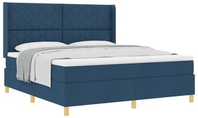 vidaXL Κρεβάτι με Ελατήρια και Στρώμα Μπλε 180x200 εκ, Υφασμα