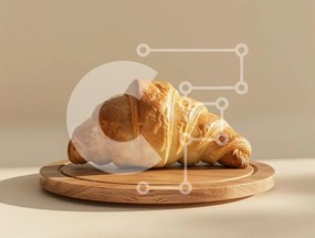 Intra Συλλεκτικό Ξύλινο Παζλ Plywood  4mm - Χρυσό καφέ κρουασάν σε ξύλινη σανίδα Σε Ξύλινο Κουτί - Διαστάσεις: 10x10 cm – 25 κομμάτια