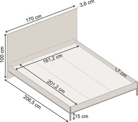 Κρεβάτι Mars Megapap χρώμα καρυδί Ud 160x200εκ.