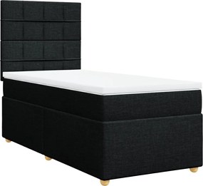 vidaXL Κρεβάτι Boxspring με Στρώμα Μαύρο 100 x 200 εκ. Υφασμάτινο