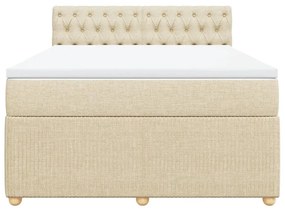 Κρεβάτι Boxspring με Στρώμα Κρεμ 140x200 εκ. Υφασμάτινο - Κρεμ