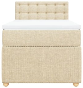 vidaXL Κρεβάτι Boxspring με Στρώμα Κρεμ 90x190 εκ.Υφασμάτινο