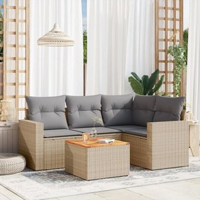 vidaXL Patio Sofa Set 4-θέσια Μίξη μπεζ και ανοιχτό γκρι