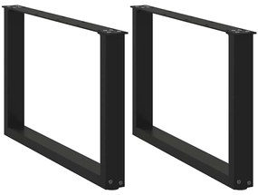 Πόδια Τραπεζιού Σαλονιού σε Σχήμα U 2 τεμ. Μαύρο 60x(42-43) εκ. Ατσάλι