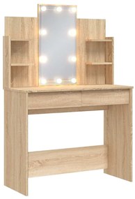vidaXL Μπουντουάρ με LED Φώτα Sonoma Δρυς 96 x 40 x 142 εκ.
