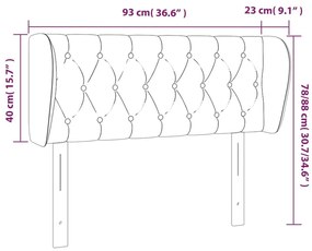 Κεφαλάρι με Πτερύγια Ανοιχτό Γκρι 93x23x78/88 εκ. Βελούδινο - Γκρι