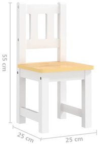 Παιδικό Σετ Τραπέζι με Καρέκλες 3 τεμ. Λευκό και Μπεζ MDF - Λευκό