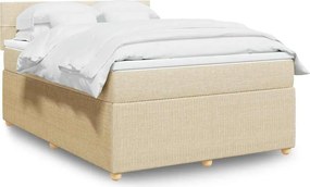 vidaXL Κρεβάτι Boxspring με Στρώμα Κρεμ 140x190 εκ. Υφασμάτινο