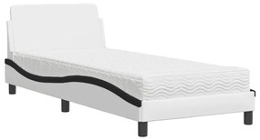 vidaXL Κρεβάτι με Στρώμα Μαύρο/Λευκό 90x190 εκ. από Συνθετικό Δέρμα