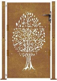vidaXL Πόρτα Κήπου με Σχέδιο Δέντρου από Ατσάλι Corten 100x150 εκ.