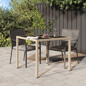 vidaXL Τραπέζι Φαγητού Κήπου Μπεζ 90x90x75 εκ Πολυ Ρατάν