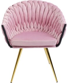 Καρέκλα Με Μπράτσα Knot Ροζ-Χρυσό 68x59x79εκ - Χρυσό