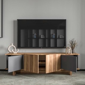 Έπιπλο Τηλεόρασης Ανθρακί / Καρυδί CRESOL 180x33x50