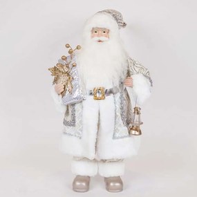 Χριστουγεννιάτικη Διακοσμητική Φιγούρα Αϊ Βασίλης Με Φαναράκι 600-47264 60cm Silver-Gold