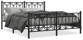 Πλαίσιο Κρεβατιού με Κεφαλάρι&amp;Ποδαρικό Μαύρο 160x200εκ. Μέταλλο