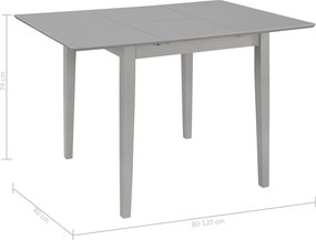 vidaXL Τραπεζαρία Επεκτεινόμενη Γκρι (80-120) x 80 x 74 εκ. από MDF