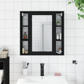 vidaXL Καθρέφτης Μπάνιου με Ντουλάπι Μαύρος 60x16x60 εκ. Επεξ. Ξύλο