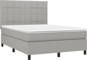 vidaXL Κρεβάτι Boxspring με Στρώμα &amp; LED Αν.Γκρι 140x190εκ. Υφασμάτινο