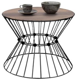 Τραπεζάκι σαλονιού Girene Megapap μεταλλικό - Mdf χρώμα μαύρο - καρυδί Ø55x42εκ.