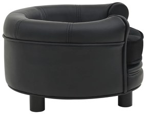 Καναπές-Κρεβάτι Σκύλου Μαύρο 48x48x32 εκ. Βελουτέ/Συνθετ. Δέρμα - Μαύρο