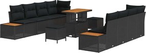 vidaXL Σετ Καναπέ Κήπου με μαξιλάρι 11 pcs Μαύρο Πολυ ράταν