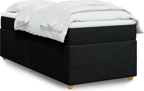 vidaXL Κρεβάτι Boxspring με Στρώμα Μαύρο 90x190 εκ.Υφασμάτινο