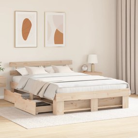 vidaXL Σκελετός Κρεβατιού Καφέ 140 x 200 cm Συμπαγές ξύλο πεύκου