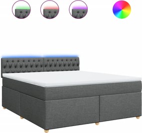 vidaXL Κρεβάτι Boxspring με Στρώμα Σκούρο Γκρι 180x200 εκ Υφασμάτιν