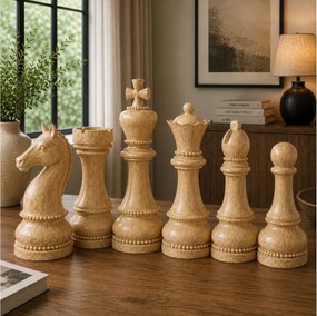 ΔΙΑΚΟΣΜΗΤΙΚΆ ΓΙΑ ΡΆΦΙ &amp; ΤΡΑΠΈΖΙ CHESS SET 6PCS WOOD COLOR