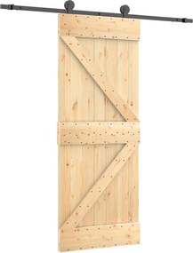 vidaXL Συρόμενη Πόρτα Φυσικό και Μαύρο 85 x 210 cm