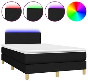 vidaXL Κρεβάτι Boxspring με Στρώμα &amp; LED Μαύρο 120x200 εκ. Υφασμάτινο