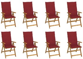 3075063 vidaXL Καρέκλες Κήπου Πτυσσόμ. 8 τεμ. Μασίφ Ξύλο Ακακίας με Μαξιλάρια Κόκκινο, 1 Τεμάχιο