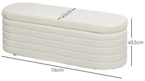 HOMCOM Πάγκος κρεβατιού, αποθηκευτικός χώρος, Teddy fleece, 116x41x40,5cm, Κρεμ